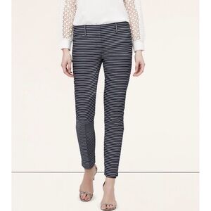 LOFT Striped Cropped Pants in Navy and White